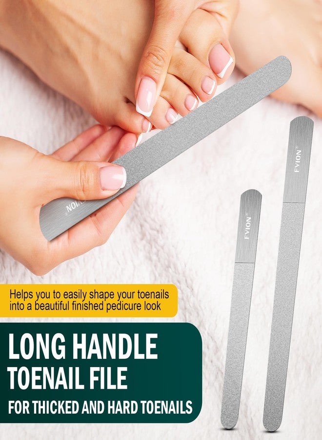FVION Nail File Set – 2 Pcs Professional Long Nail Files for Natural Nails Double-Sided, Metal Nail File Men Manicure Pedicure Tools - Image 4